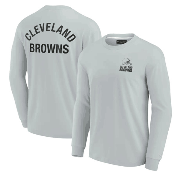 Men's Cleveland Browns Gray Signature Unisex Super Soft Long Sleeve T-Shirt